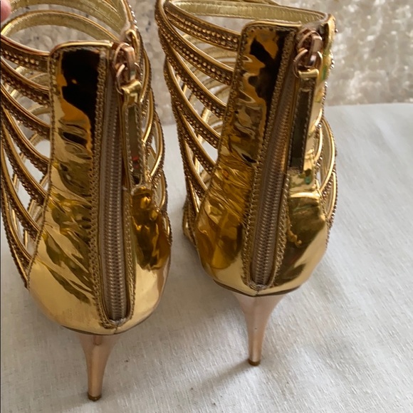 FSJ Gold Cage Stiletto’s with Gold Crystals - Picture 5 of 14